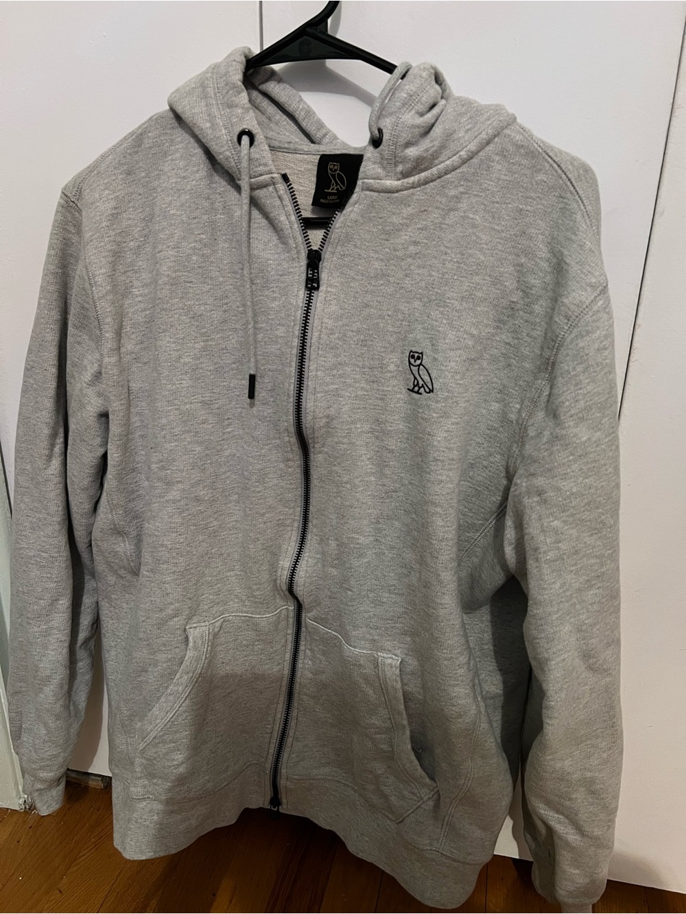OVO Light Gray Full-Zip Hoodie Sweater